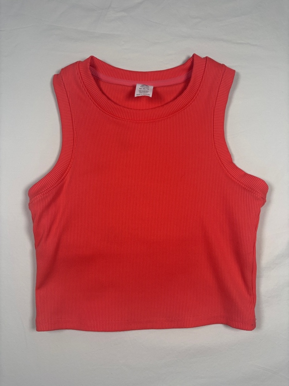 Xersion Ribbed Sleeveless Crop Tank Top - Coral